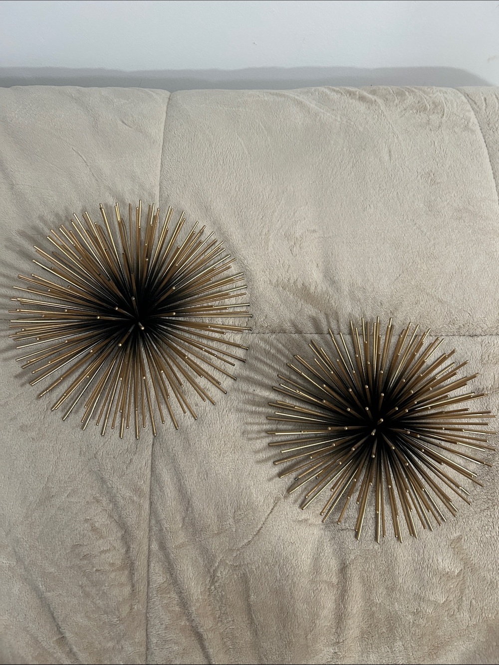 MCM Gold Metal Sunburst Urchin Wall Decor - Set of 2